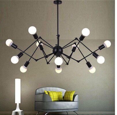 北欧复古简约铁艺个性后现代创意酒吧餐厅led多头工业风蜘蛛吊灯