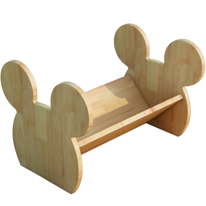 巴然实木儿童书架落地宝宝卡通绘本架桌面玩具收纳架幼儿园家用