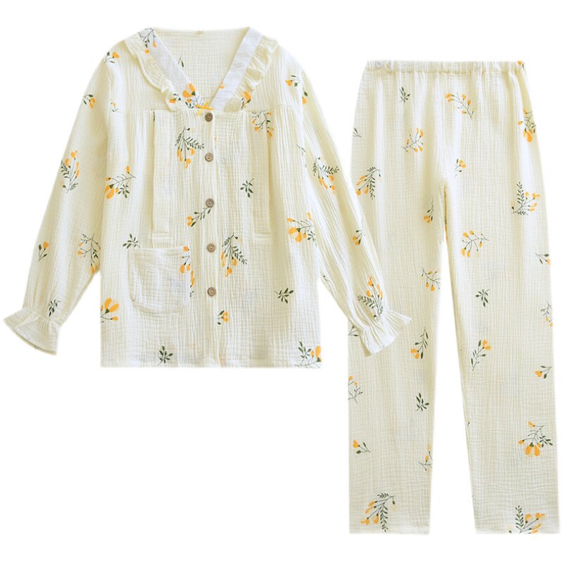 孕妇睡衣女春秋纯棉纱布夏季薄款产后产妇哺乳装夏天两件套月子服