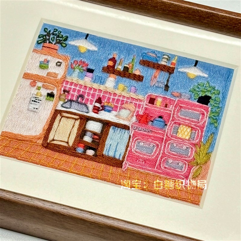mini刺绣装饰画/厨房/手工刺绣diy材料包/长辈朋友创意生日礼物