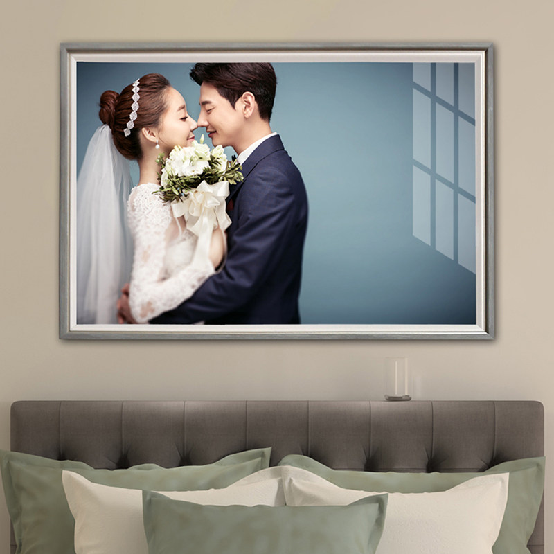 影楼婚纱照放大相框挂墙窄边框水晶照片墙结婚照冲印定制客厅卧室