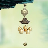 复古八卦金属纯黄铜风铃挂饰门饰挂件阳台化解吉祥招财纯黄铜铃铛