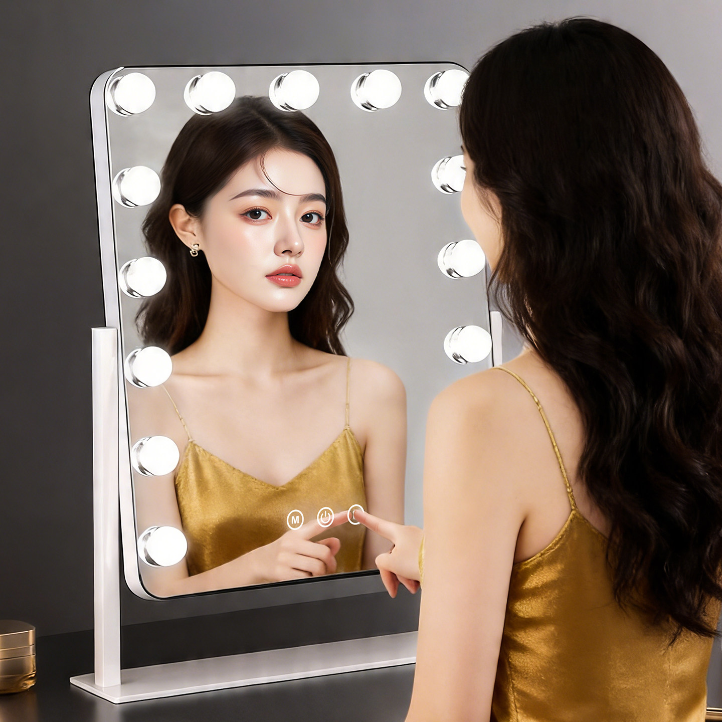 化妆镜带灯led高清台式桌面化妆镜智能触控专用化妆师镜子美妆镜
