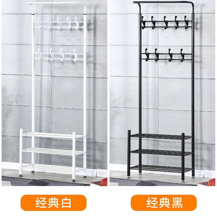 工厂店落地金属鞋架衣帽架一体组合门厅卧室玄关批发置物多用衣架
