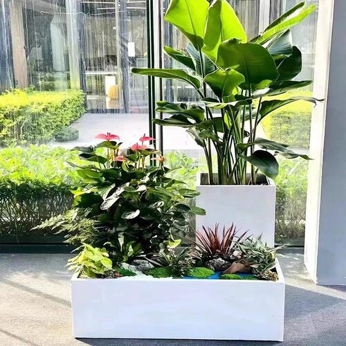 户外不锈钢花箱商场花盆广场门店庭院组合花槽室外不锈钢花盆