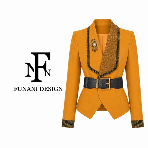 FNN轻奢烫钻西装外套女秋季高级感气质通勤西服短外套DF2631110A