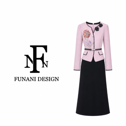FNN粉色小香风外套a字半裙套装女轻奢名媛高级感两件套DF2630931