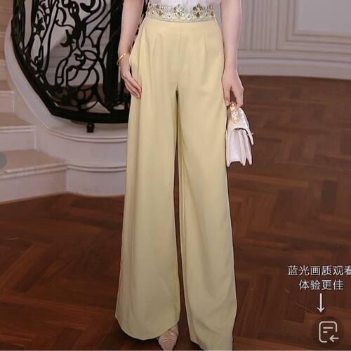 【书婷专享】高腰满钻腰头设计感宽松阔腿裤春夏穿搭F2610554B
