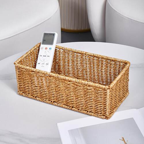 仿藤编收纳篮茶几遥控器收纳盒
