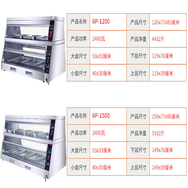 中连6P8P热风循环保温保湿陈列保温柜汉堡店薯条鸡腿西式快餐设备