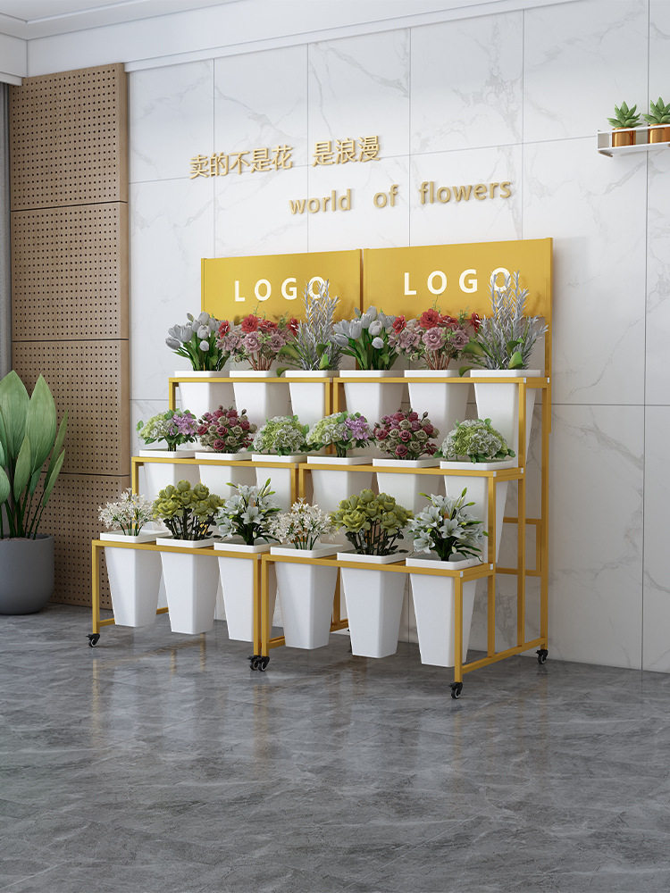 摆摊花架可移动花店花桶展示架铁艺多层鲜花婚庆架子家用架子