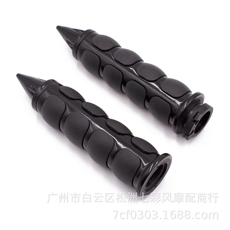 摩托车油门尖头把手 改装CNC铝合金手把胶 高质量手把套   黑色