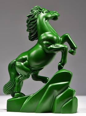 绿色木马摆件马到成功饰品工艺品木马摆件家居实木质雕刻桌面装饰