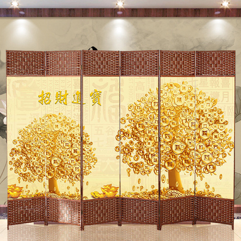 中式屏风隔断简易遮挡家用折叠隔断墙隔断客厅美容院饭店白色框架