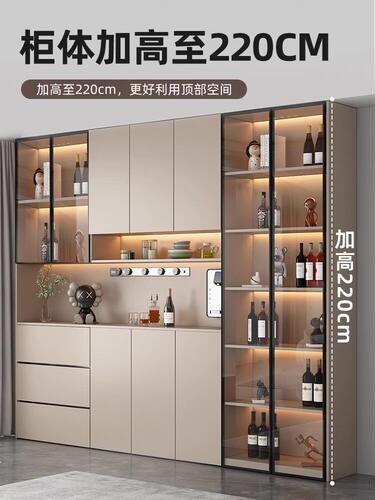 餐边柜玻璃门一体整墙现代简约玄关柜茶水柜客厅餐厅酒柜储物柜子