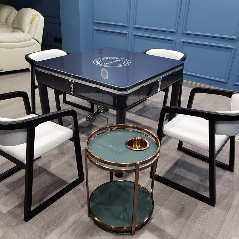 麻将机轻奢不锈钢镀金钢化玻璃茶几棋牌室麻将桌边几茶水架茶水台