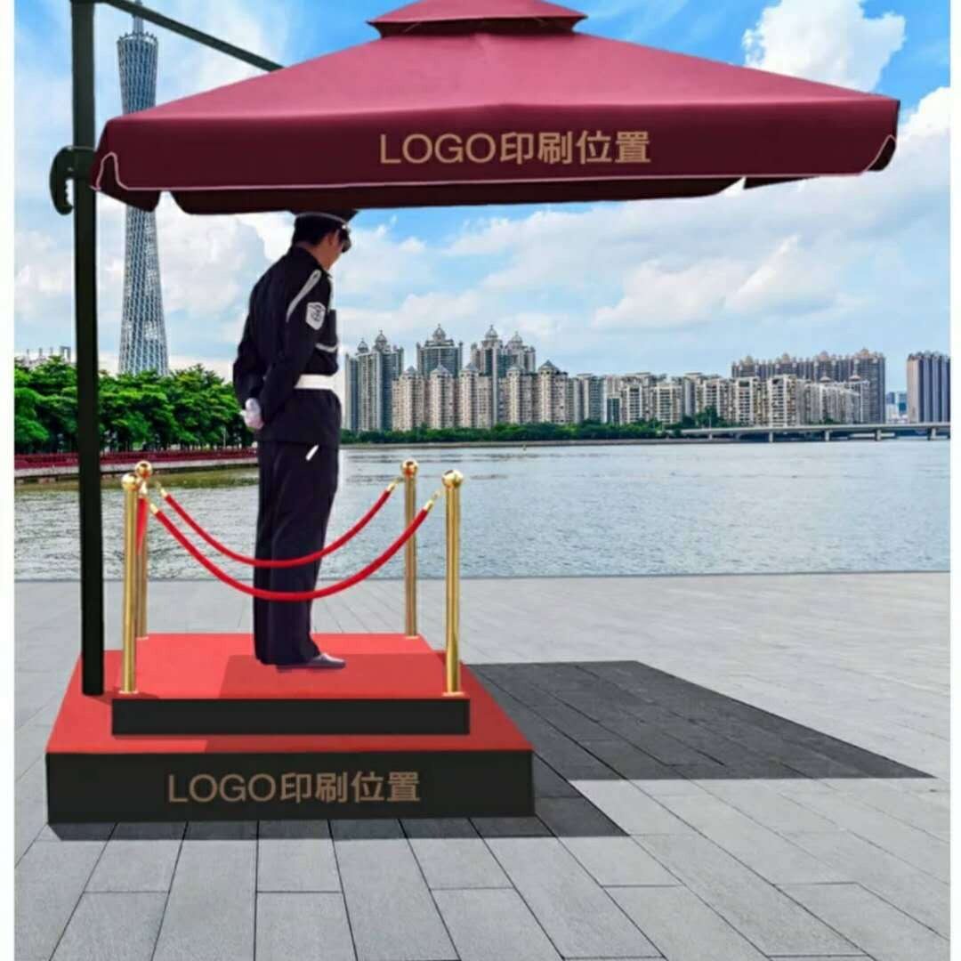 顺伟怡保安岗亭遮阳伞站台物业形象立岗台门卫售楼部楼盘大太阳伞图片