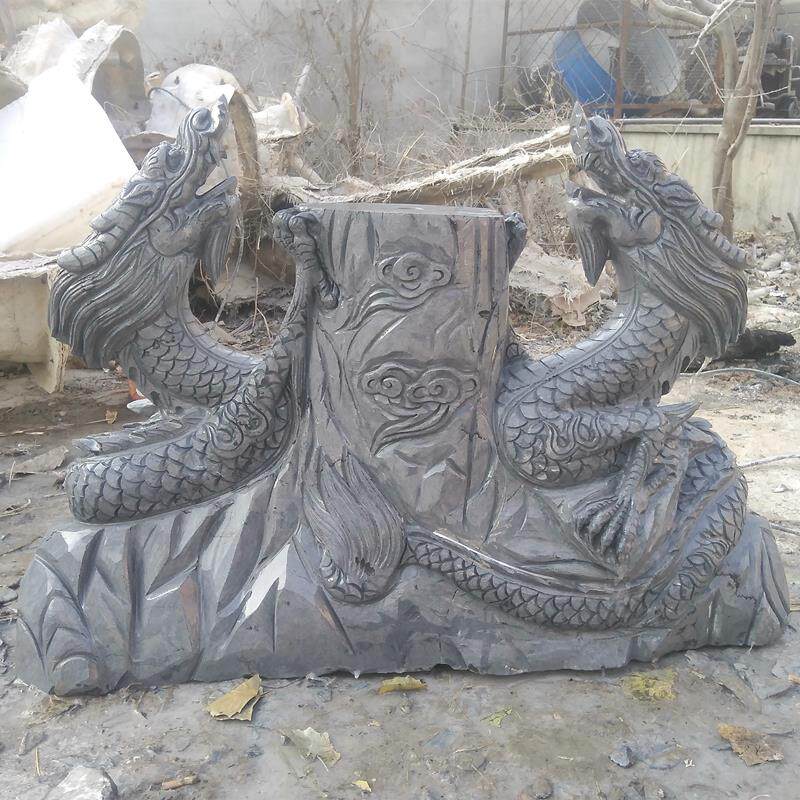 青石雕塑双龙戏珠喷水装饰室内景观二龙戏珠雕刻流水摆件转动流水