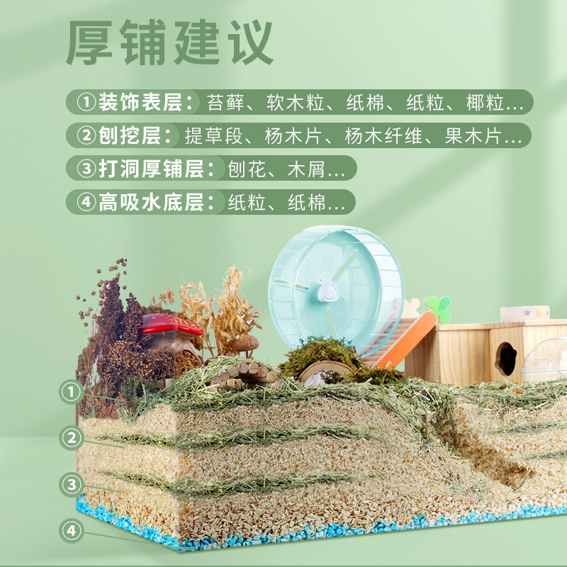 布卡星白杨木刨花木屑垫料无尘木片软木粒金丝熊夏天除臭造景用品