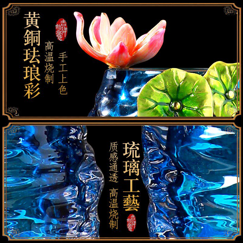 轻奢精致花瓶摆件高级感中式玻璃客厅玄关电视酒柜高档乔迁装饰品