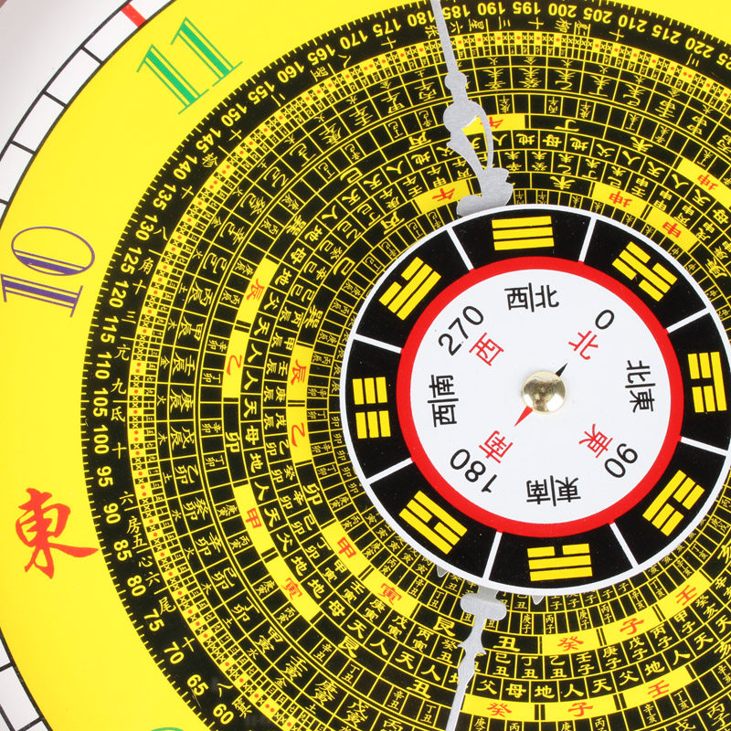 桃木罗盘八卦钟挂件太极罗盘挂钟静音钟罗经钟加大号钟表家居摆件