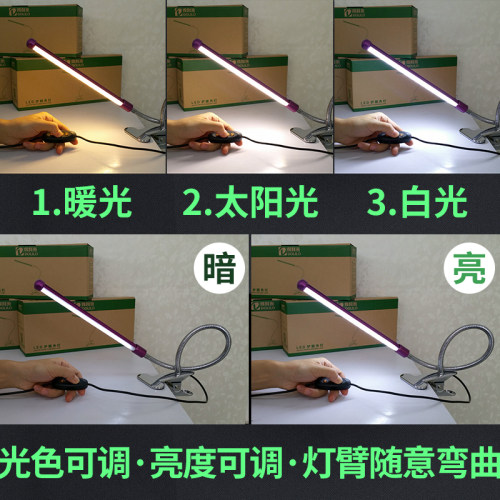 LED夹灯大学生宿舍书桌插电可调光卧室床头灯夹子式充电台灯护眼