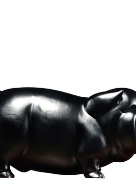 黑色实木雕刻猪摆件新中式十二生肖猪家居客厅办公补角装饰工艺礼