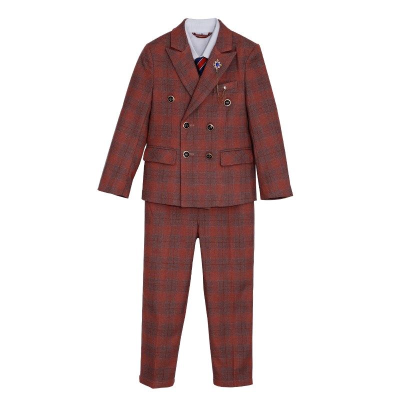 男童西装主持人比赛礼服儿童钢琴演出西服小花童周岁生日马甲套装