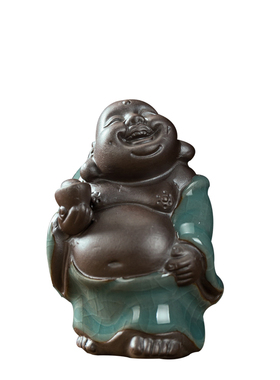 迷你型陶瓷招财弥勒佛桌面创意小摆件茶盘茶宠客厅盆景装饰摆设品