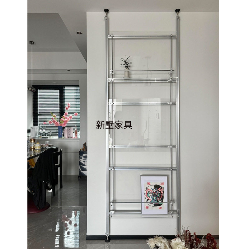 顶天立地透明亚克力置物架入户玄关隔断收纳架鞋包挂衣架杂志书架