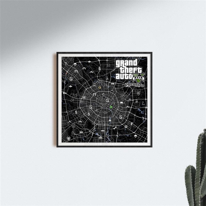 GTA侠盗猎车手定制装饰画创意电竞游戏成都天津北京所有城市定制