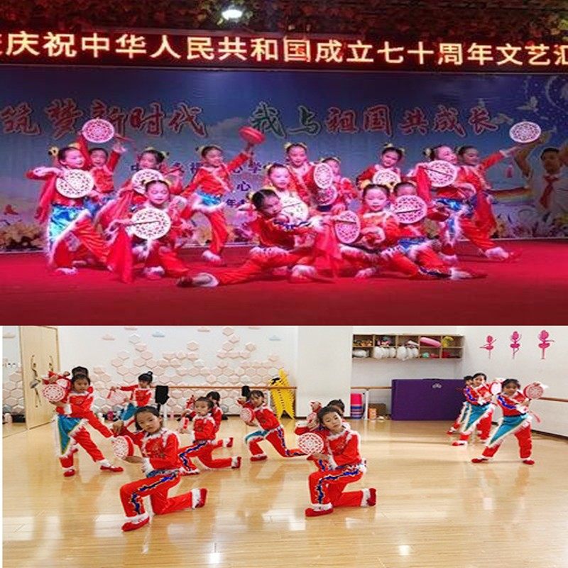 元旦儿童小荷风采童心鼓韵舞蹈服装喜庆舞台表演服女童腰鼓演出服
