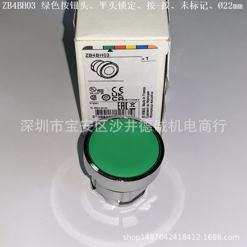 ZB4BH03 ZB4-BH03 绿色按钮头 平头锁定（按-按）?22mm、未标记