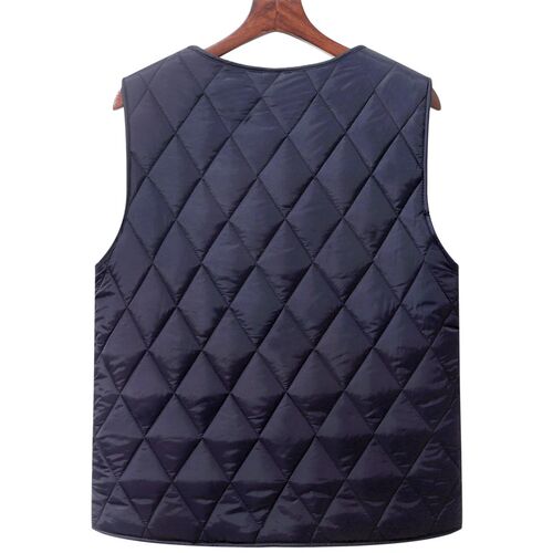 秋冬新款中老年加厚羽绒棉休闲背心爸爸内外穿V领加绒夹棉男马甲