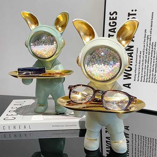 太空兔钥匙托盘收纳摆件玄关电视柜家居客厅宇航员装饰礼物儿童房