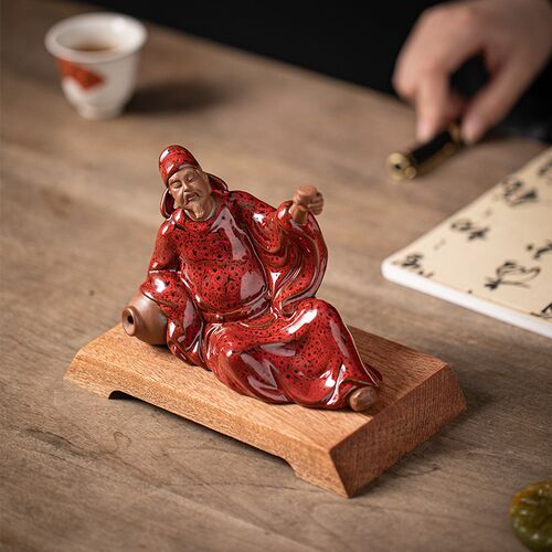 古风禅意历史人物李白雕像塑家居玄关装饰陶瓷工艺品李白醉酒摆件