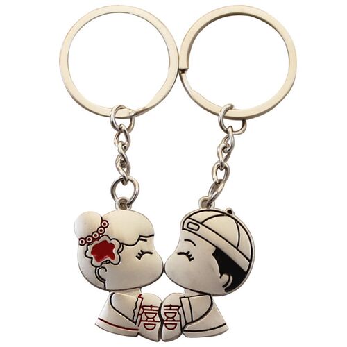 情侣钥匙扣一对创意简约实用锁匙圈挂件520情人圣诞节礼物小玩意