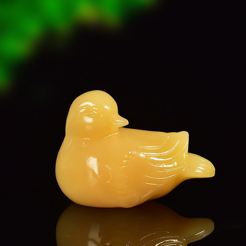 天然黄玉鸳鸯结婚礼物催桃花天生一对百年好合床头居家桌面摆件