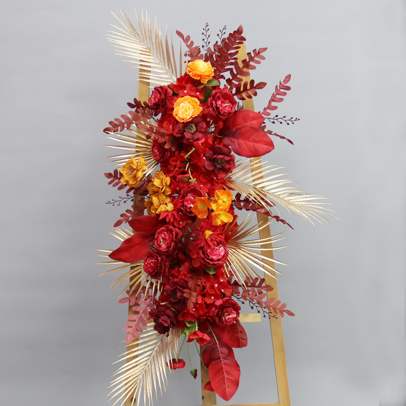 新款成品花艺花条套系绢花背景挂花路引花盆花排花婚礼堂花点道具