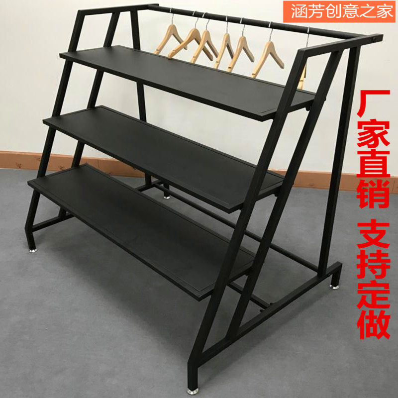 新款铁艺服装店展示架鞋包中岛陈列货架落地式男女童装店铺挂衣架