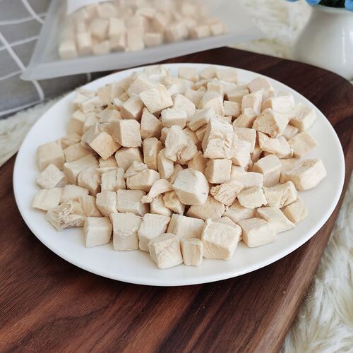冻干鸡肉粒鸡胸肉宠物猫咪零食狗狗小肉干500g桶装营养条猫粮用品