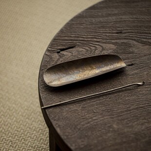 草木祠 创意金属火烧铜色茶荷茶道 304不锈钢茶则茶勺拨赏茶器日式