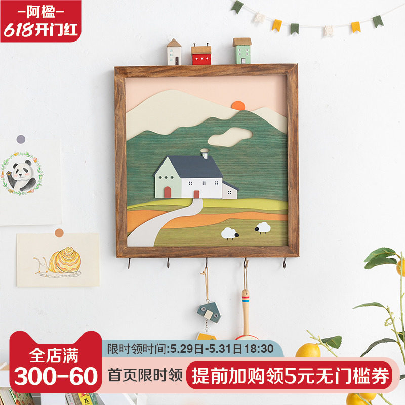 阿楹 餐厅遮丑电视背景墙挂件田园创意画 儿童房床头卧室墙壁装饰