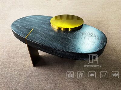 高端设计适用各户型百搭风格椭圆形金属轻奢彩绘咖啡桌茶几落地圆