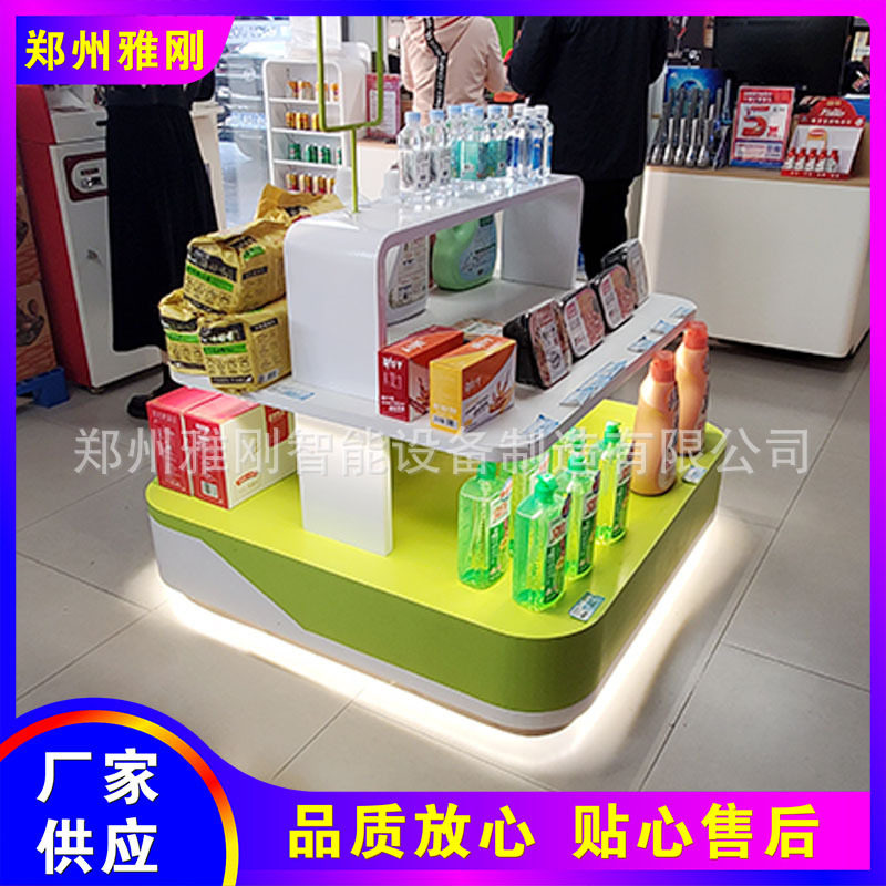 加油站收银台烟酒柜 靠墙陈列货架 中岛端架 促销堆头 吧吊楣灯箱图片