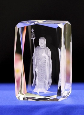 水晶内雕工艺品安徽九华山地藏王菩萨四大名山旅游纪念品水晶摆饰