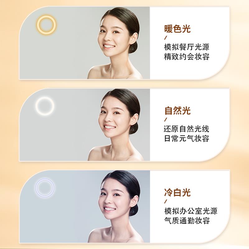 七夕礼盒装LED化妆镜 台式大圆日光镜 宿舍用梳妆镜
