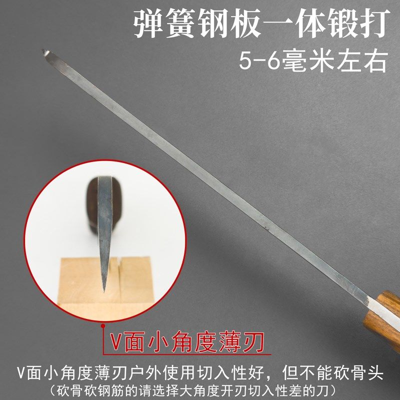 弹簧钢板手工锻打ST平头柴刀排障户外砍山求生劈竹子丛林开路生存
