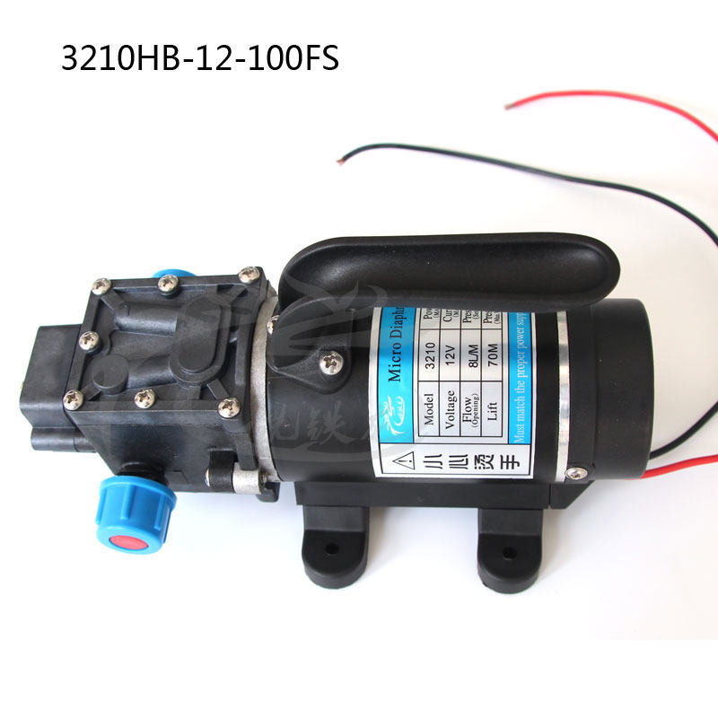 12V24V100W直流大功率打药农用电动隔膜泵自吸洗车高压水泵带风扇