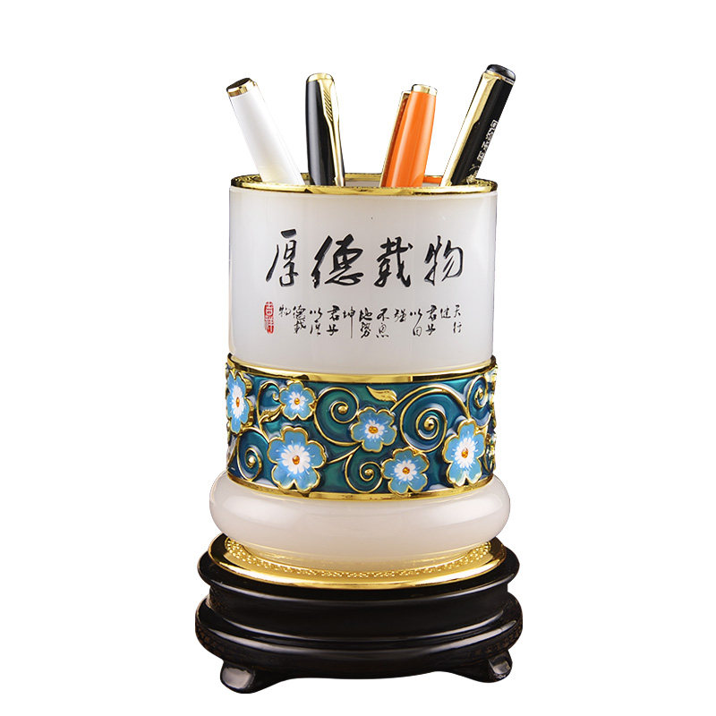 厚德载物琉璃笔筒摆件办公室桌面装饰送老师教师节礼物毕业纪念品